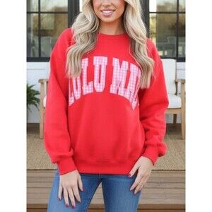 Lulu Mac Red With Pink Gingham Sweatshirt Size Small